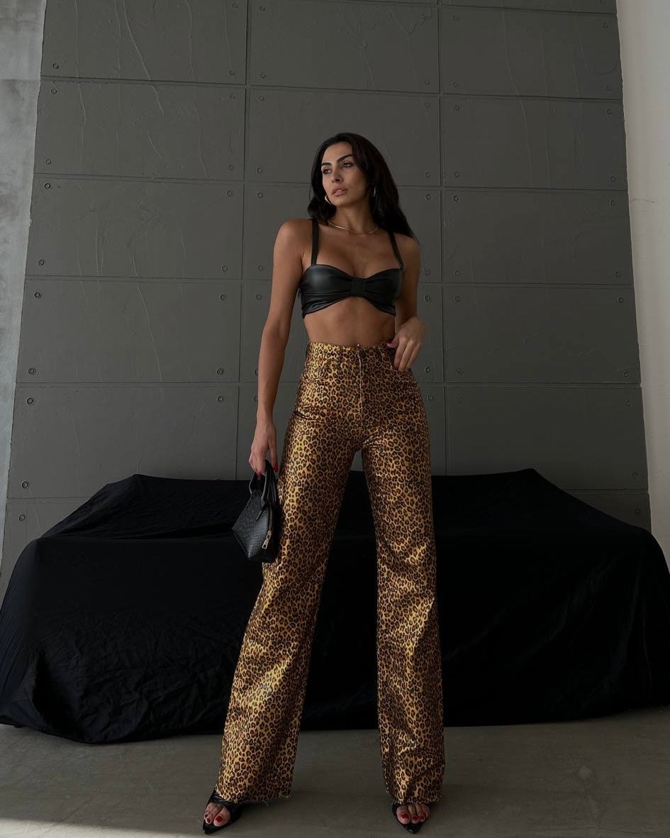 High waisted wide leg denim