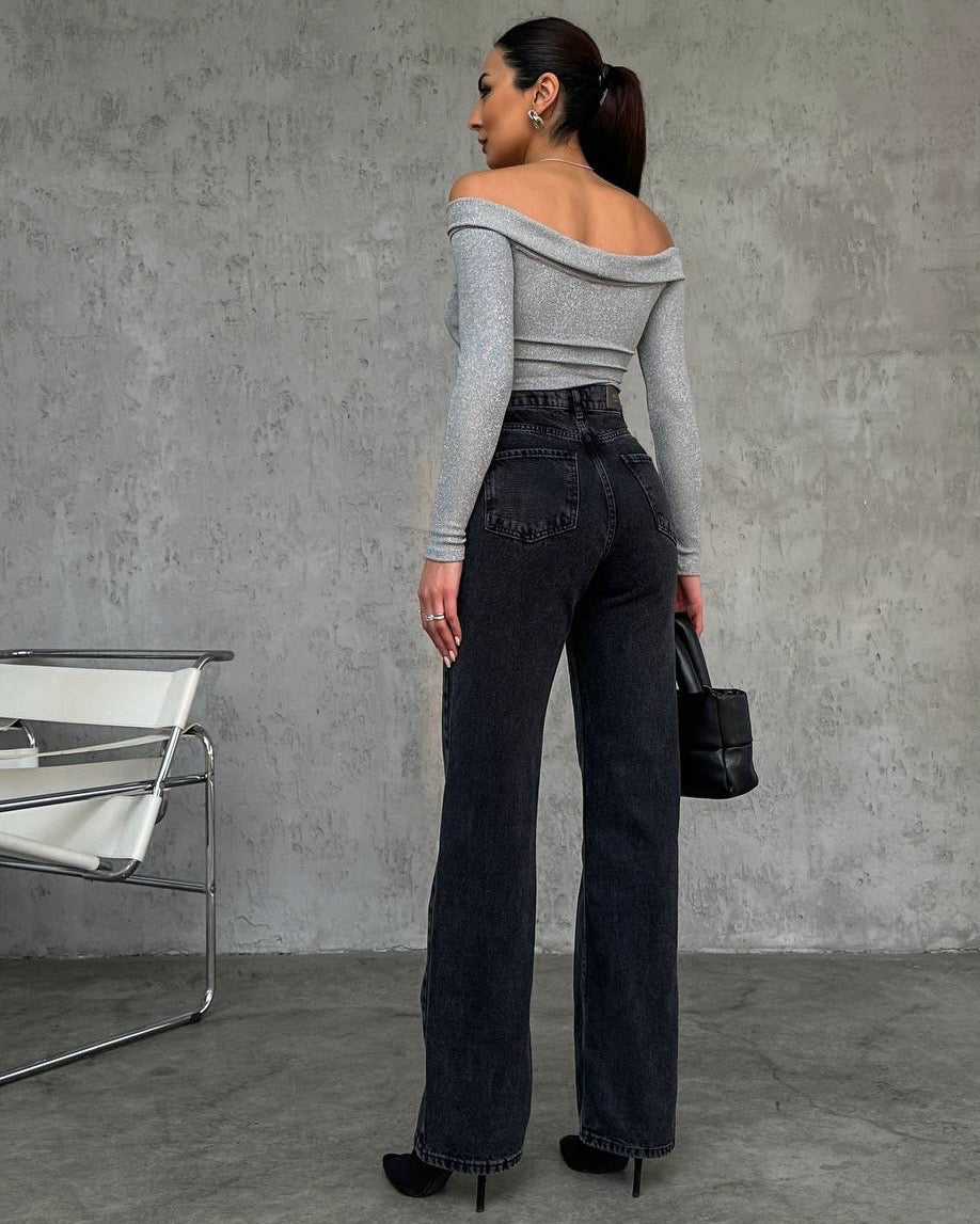 high waisted wide leg denim