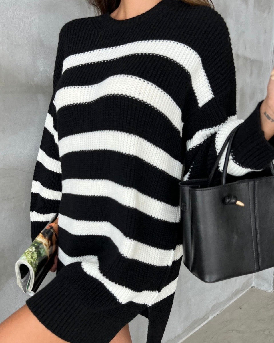 Striped black and white blouse