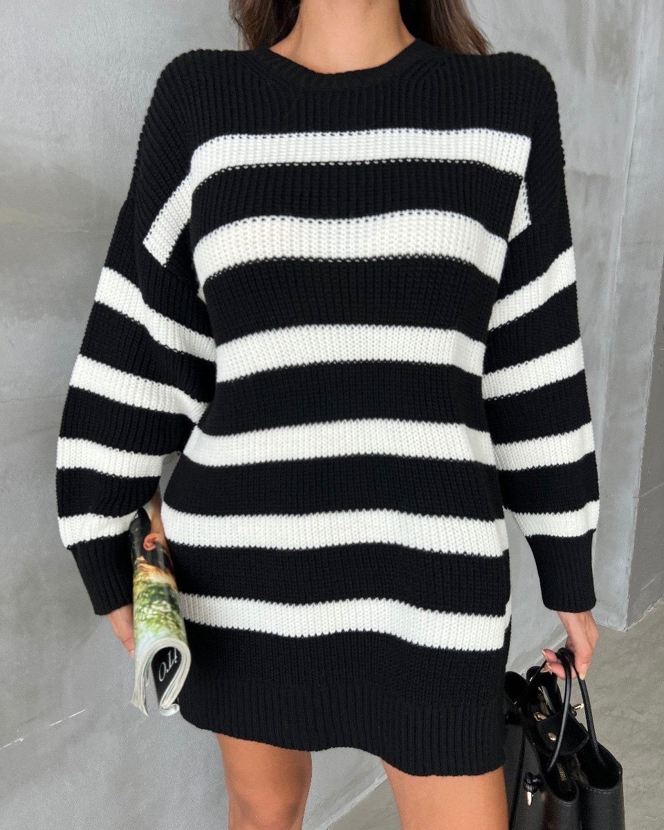 Striped black and white blouse