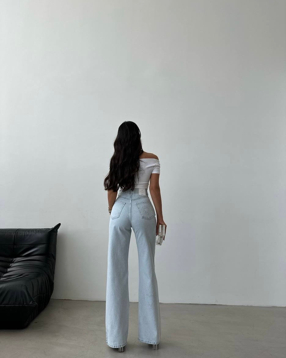 High-rise wide leg denim ( full length)