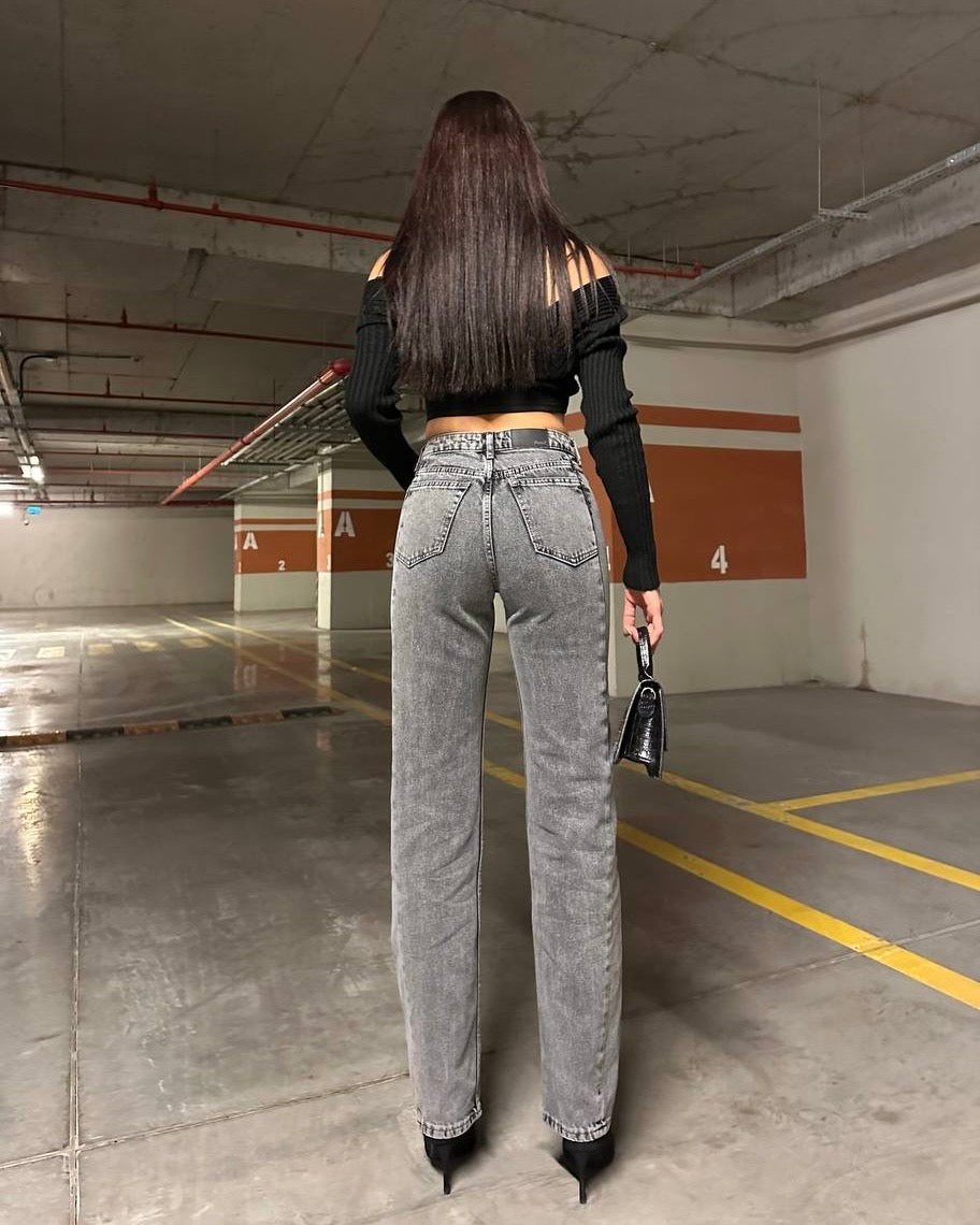 Straight-fit mid waist full length