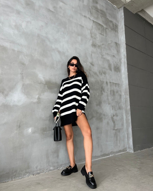 Striped black and white blouse