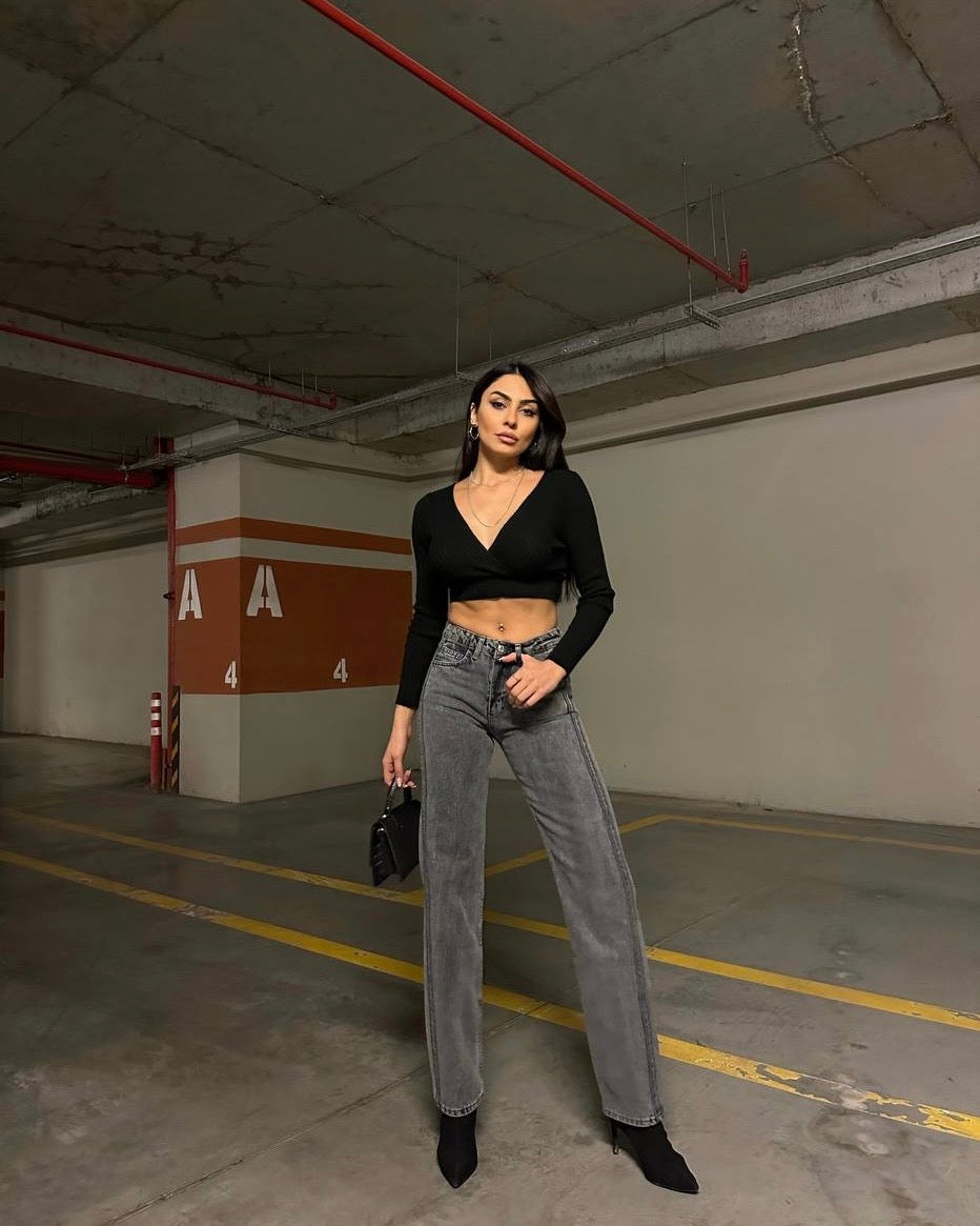 Straight-fit mid waist full length