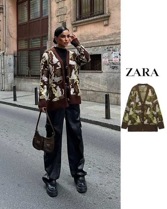 Printed trendy cardigan