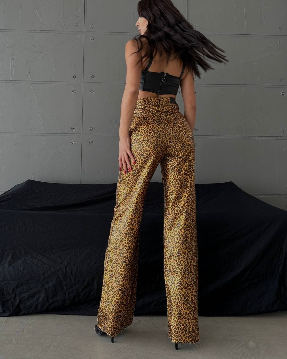 High waisted wide leg denim