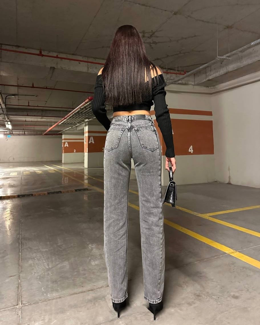 Straight-fit mid waist full length